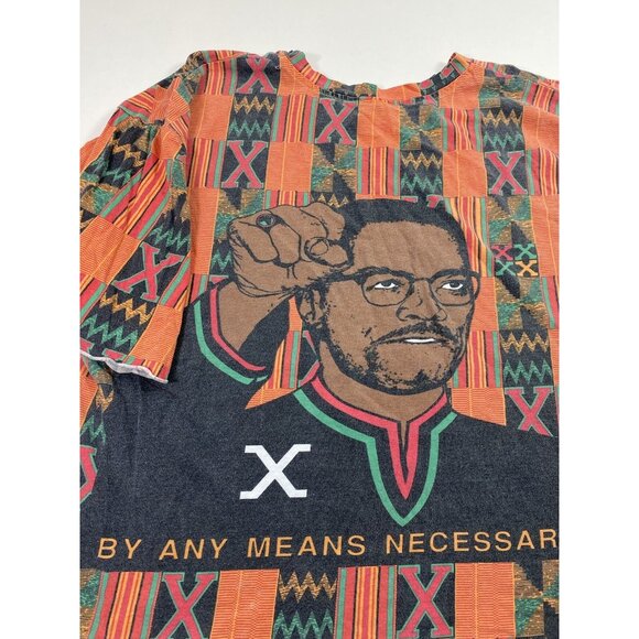 Vintage 90’s Malcolm X Rap T-Shirt 2 Sided Size XL Boxy Kacy Kente Cloth Rare - Picture 4 of 8